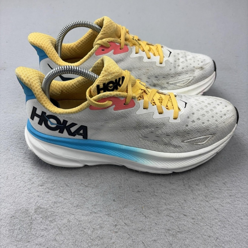 Hoka One One Clifton 9 Shoes Womens Size 9 White Running Sneakers 1127890 BYL